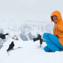 Photographing is not that difficult - me with some Alpine Choughs